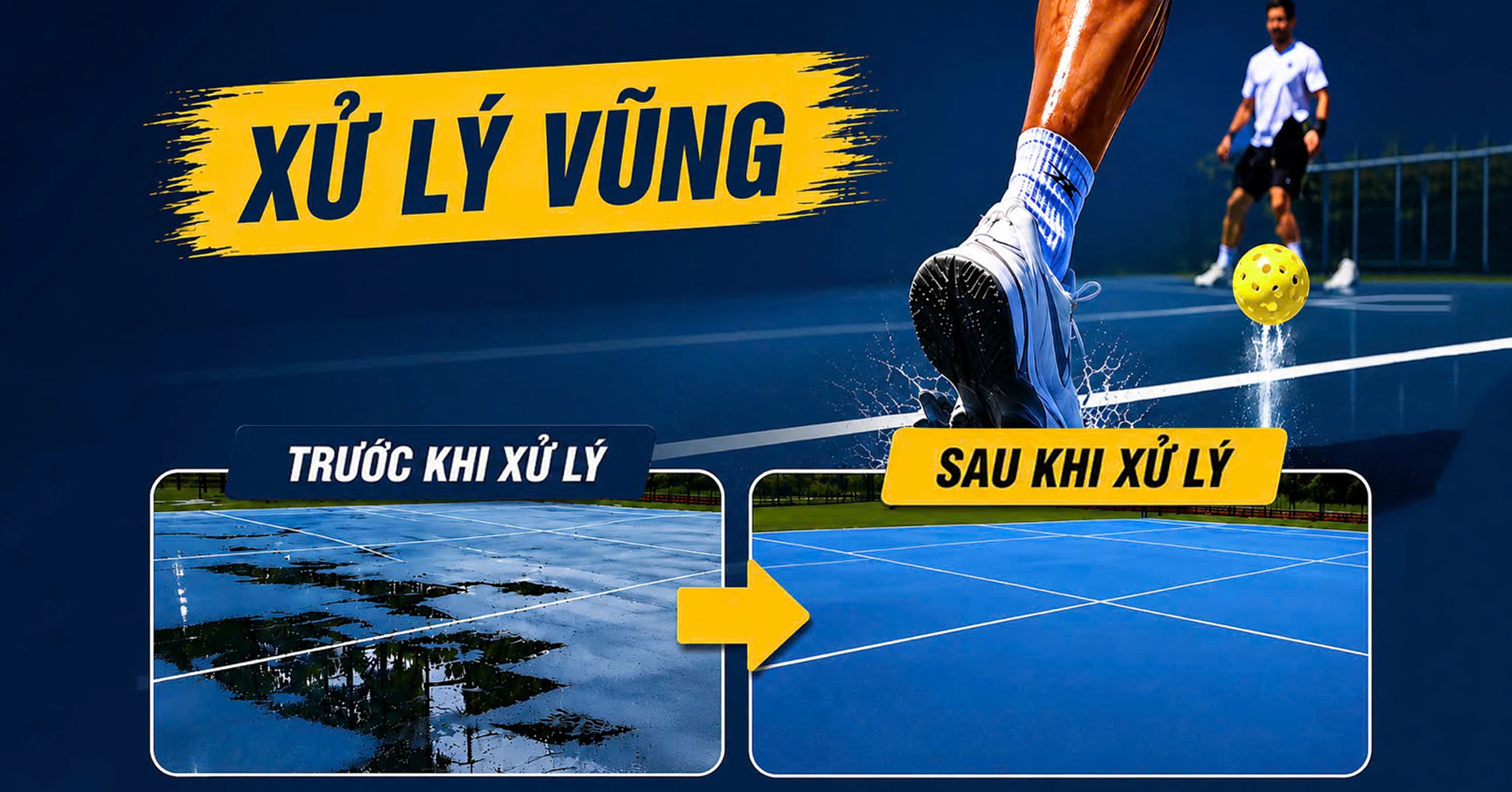 Dịch Vụ Xử Lý Vũng Đọng Nước Mặt Sân Thể Thao